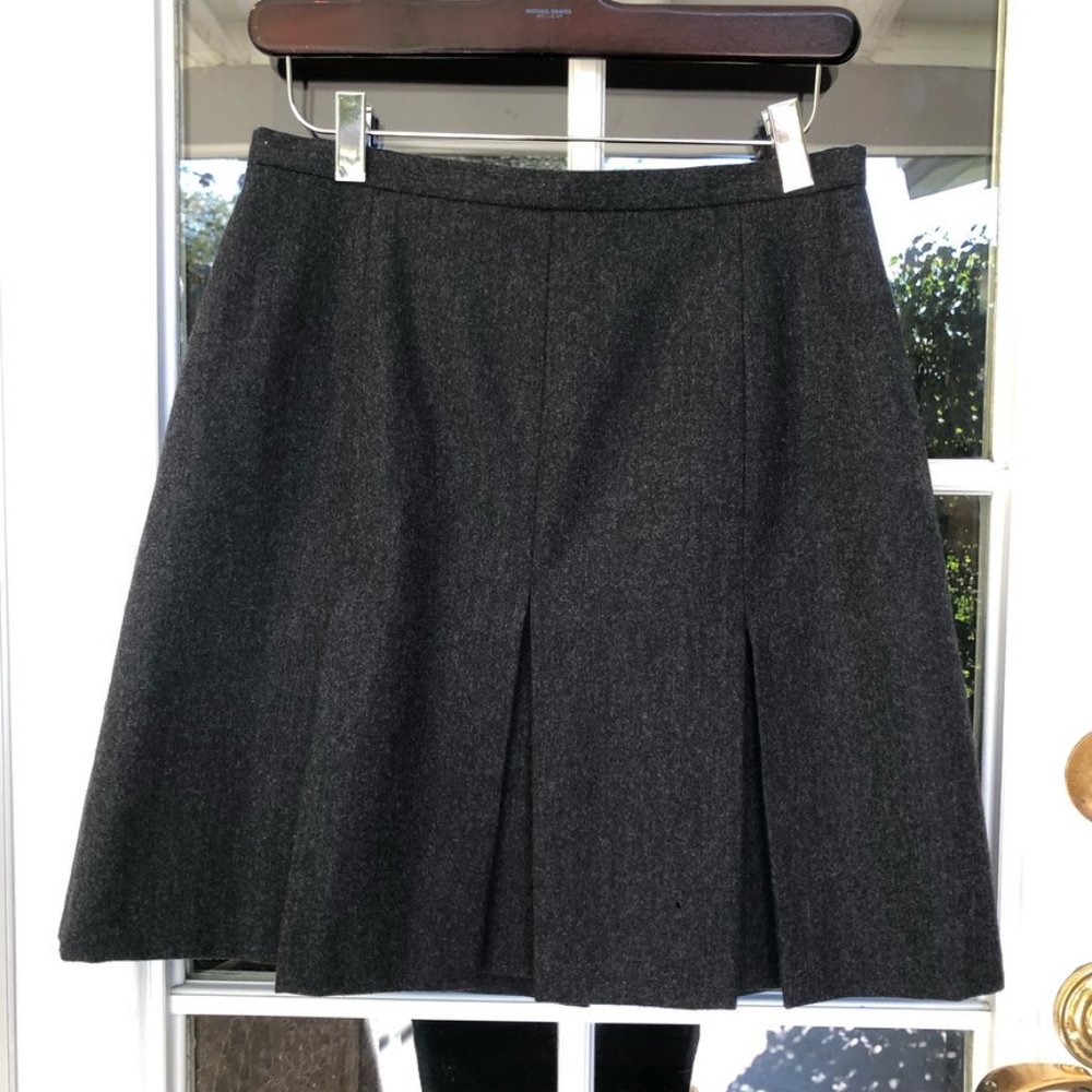 J.Crew Grey Wool Box Pleated Mini Skirt